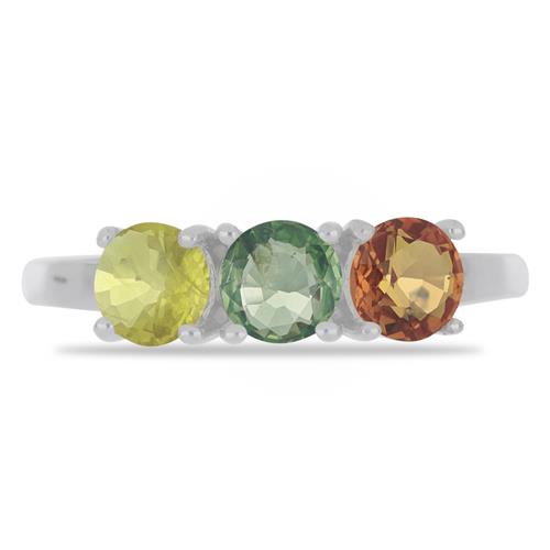 BUY MULTI SAPPHIRE GEMSTONE RING IN 925 SILVER 